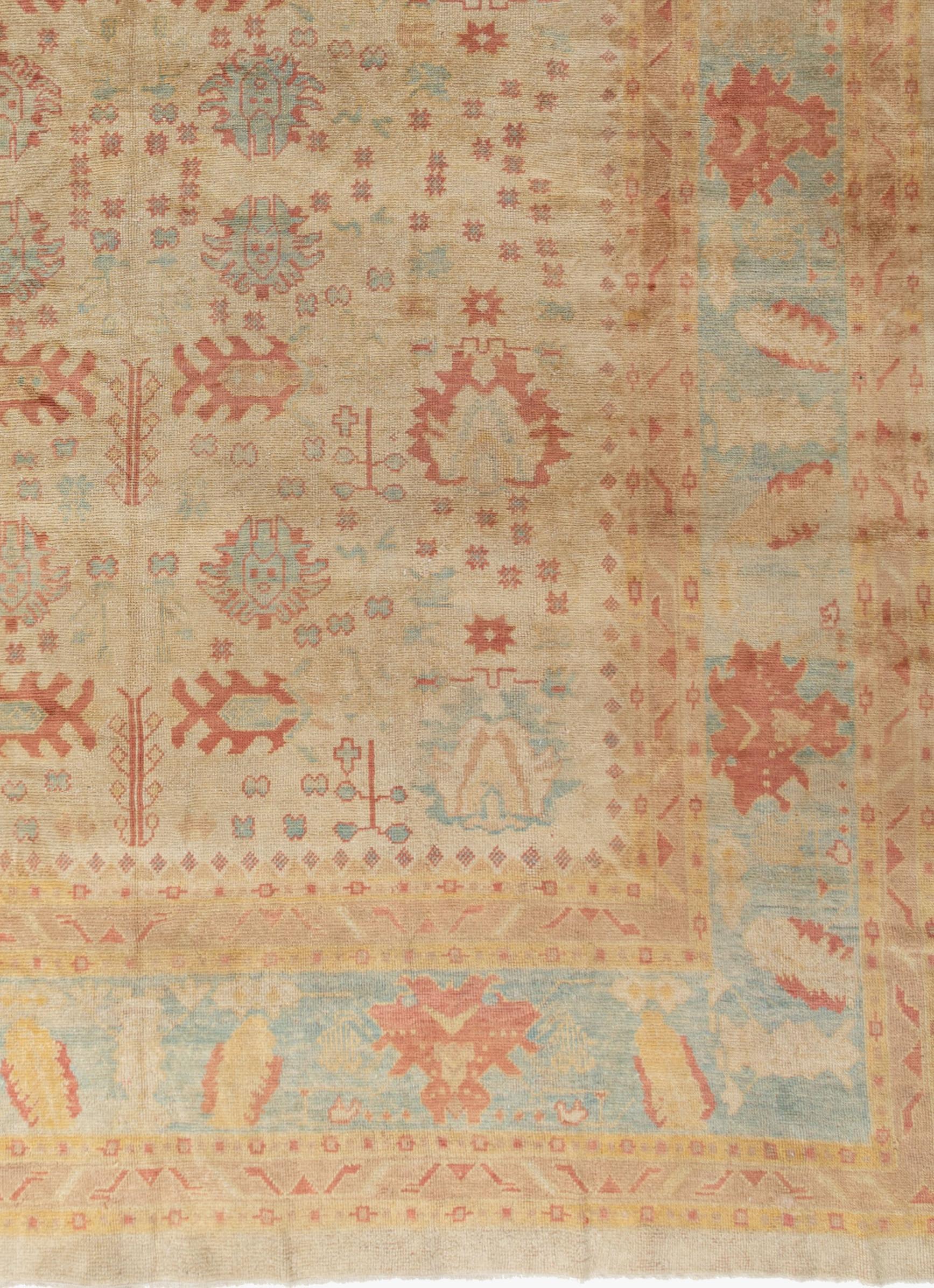 Classic Soft Colors Turkish Oushak Tappeto da salotto in lana annodato a mano 13'6 x 16'9 in vendita 1