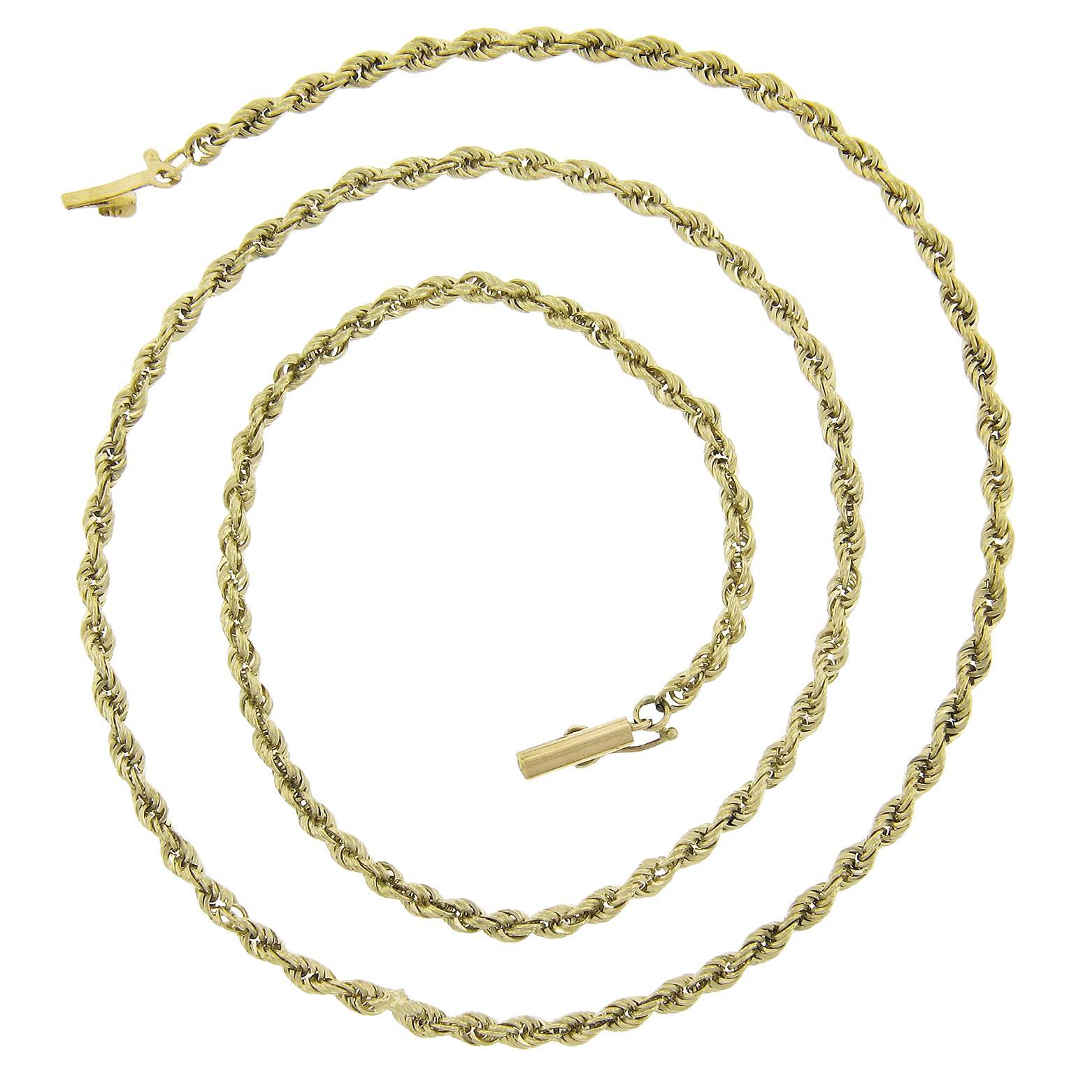 Classic Solid 14k Yellow Gold 18" Rope Link Chain Necklace w/ Barrel Push Clasp