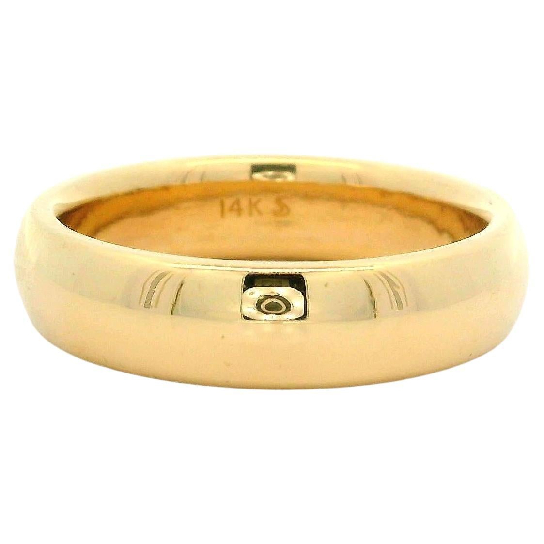 Classic Solid 14k Yellow Gold Polished Domed 5.1mm Wide Wedding Band Ring
