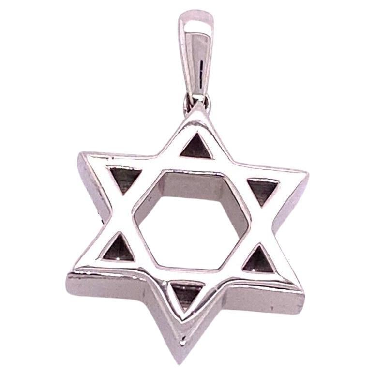 Classic Solid 9ct White Gold Star of David Pendant, 16.70mm
