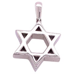 Classic Solid 9ct White Gold Star of David Pendant, 16.70mm