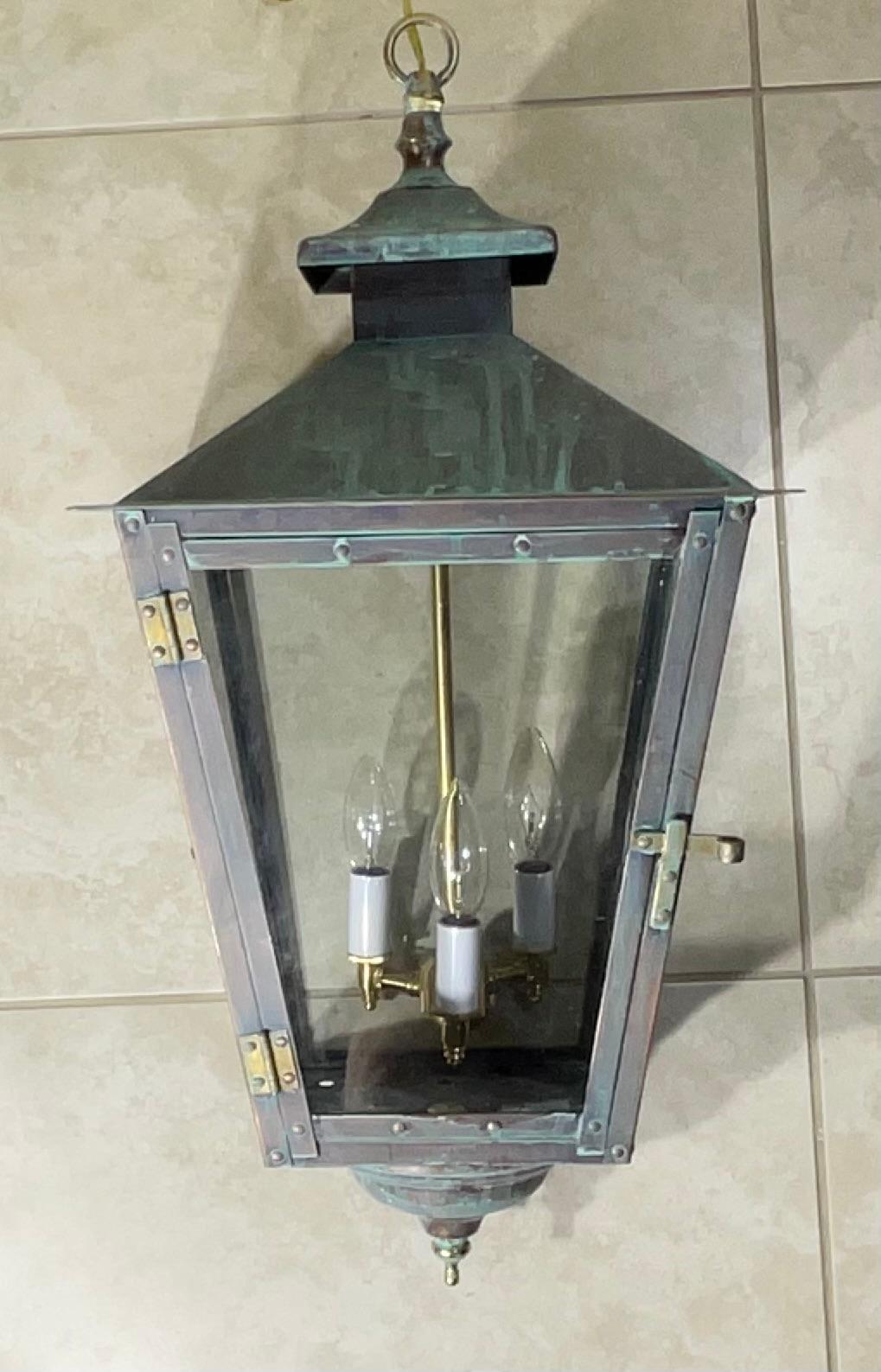 Classic Solid Copper & Brass Hanging Pendant / Lantern Light For Sale 4