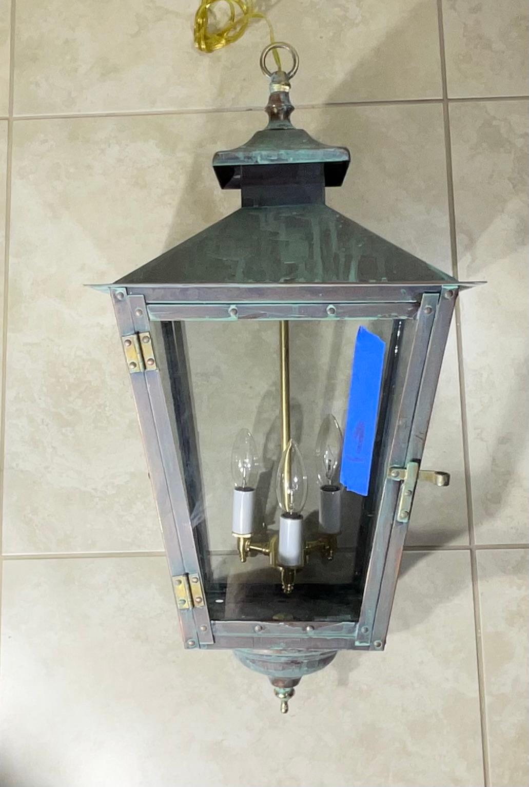 Classic Solid Copper & Brass Hanging Pendant / Lantern Light For Sale 6