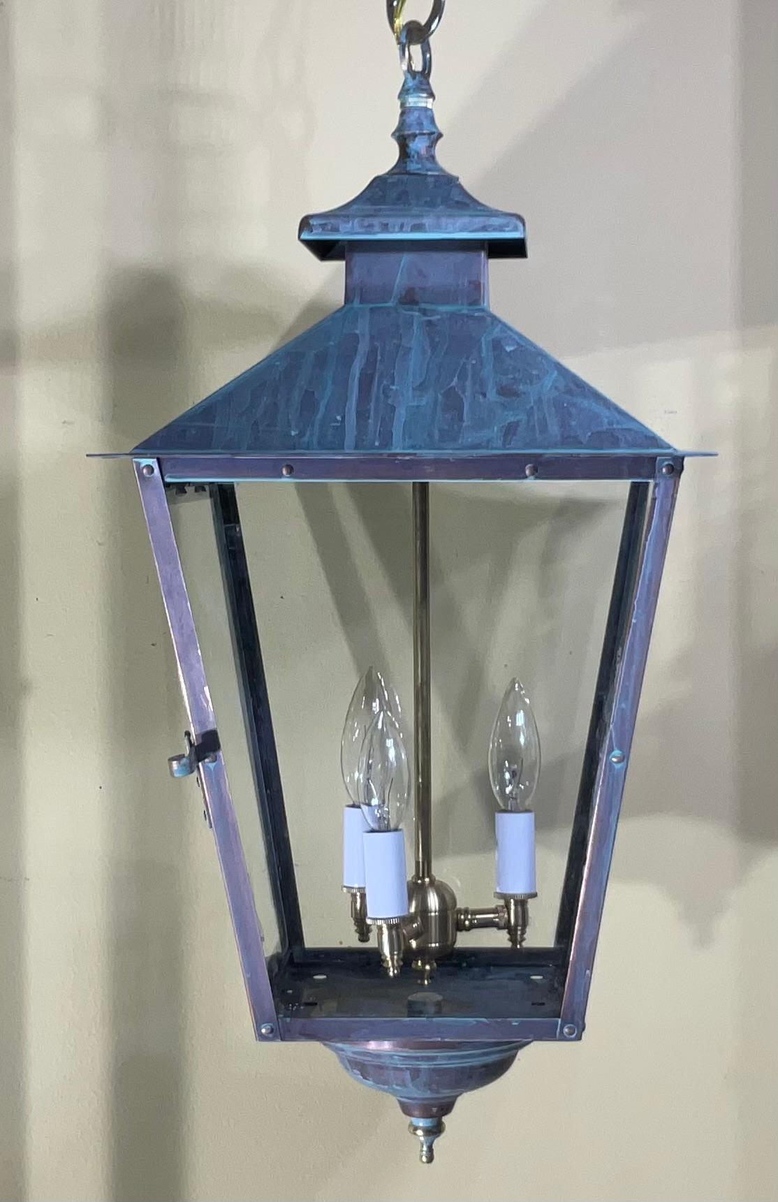 Classic Solid Copper & Brass Hanging Pendant / Lantern Light For Sale 8