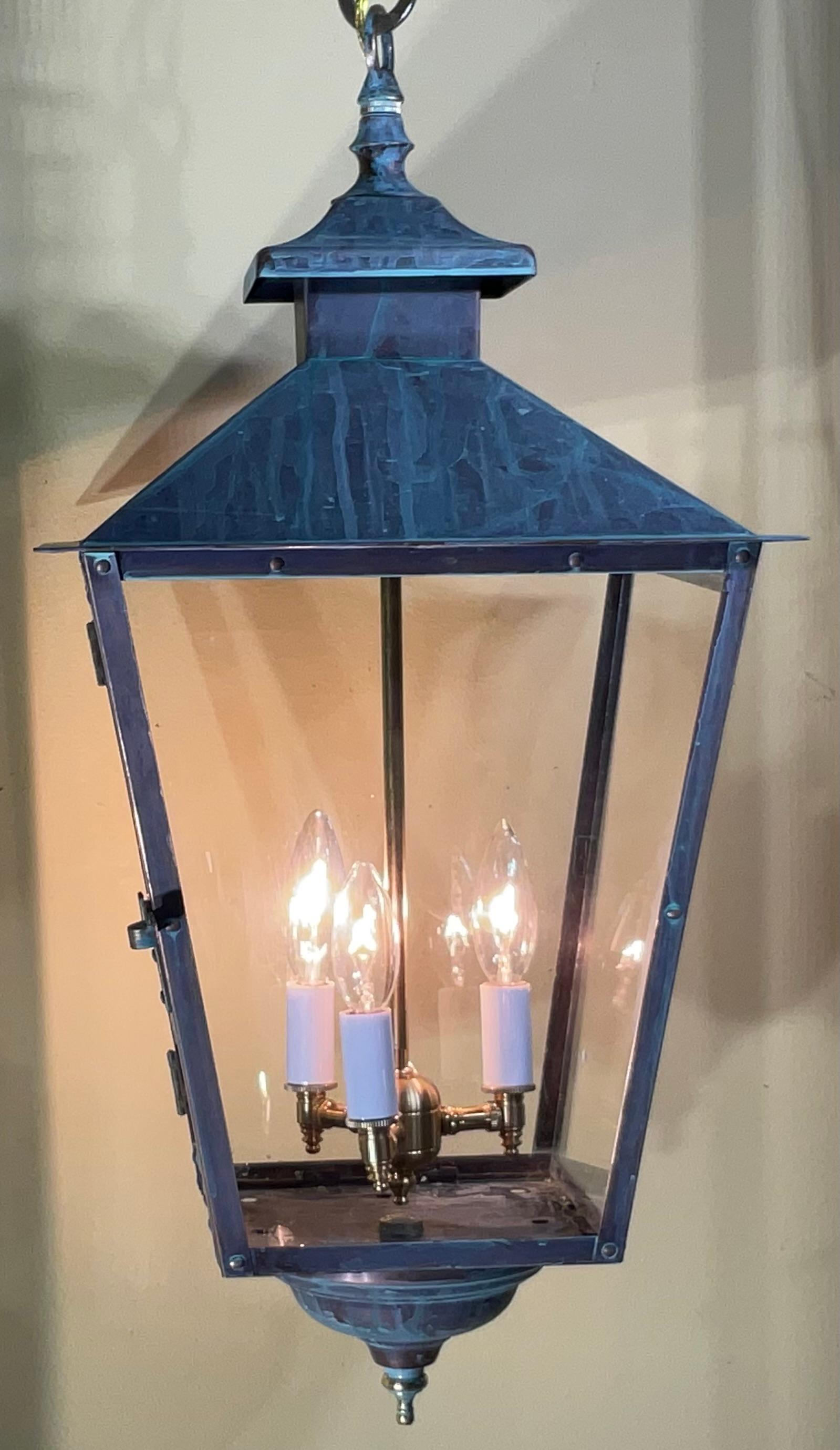 American Classic Solid Copper & Brass Hanging Pendant / Lantern Light For Sale