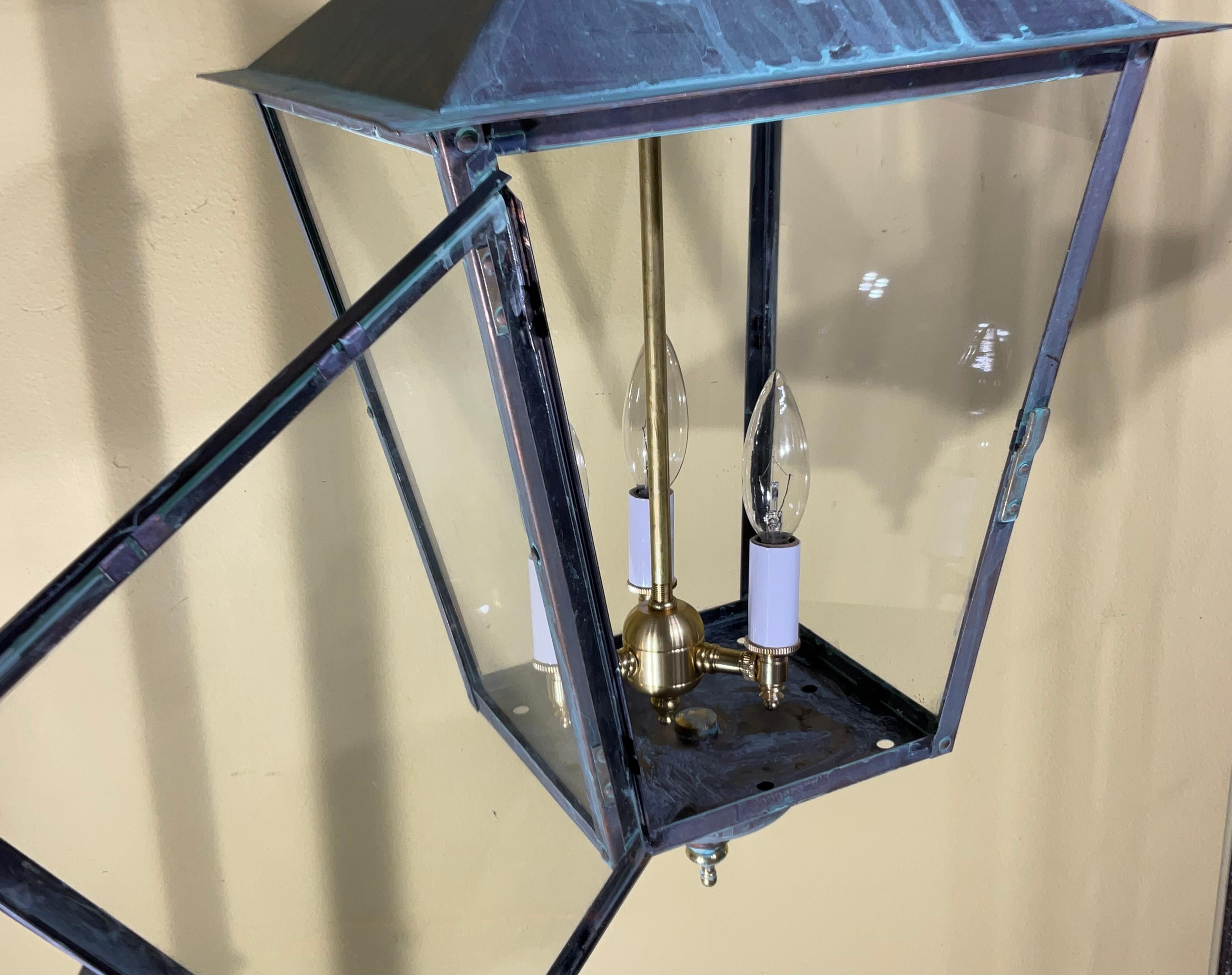 20th Century Classic Solid Copper & Brass Hanging Pendant / Lantern Light For Sale