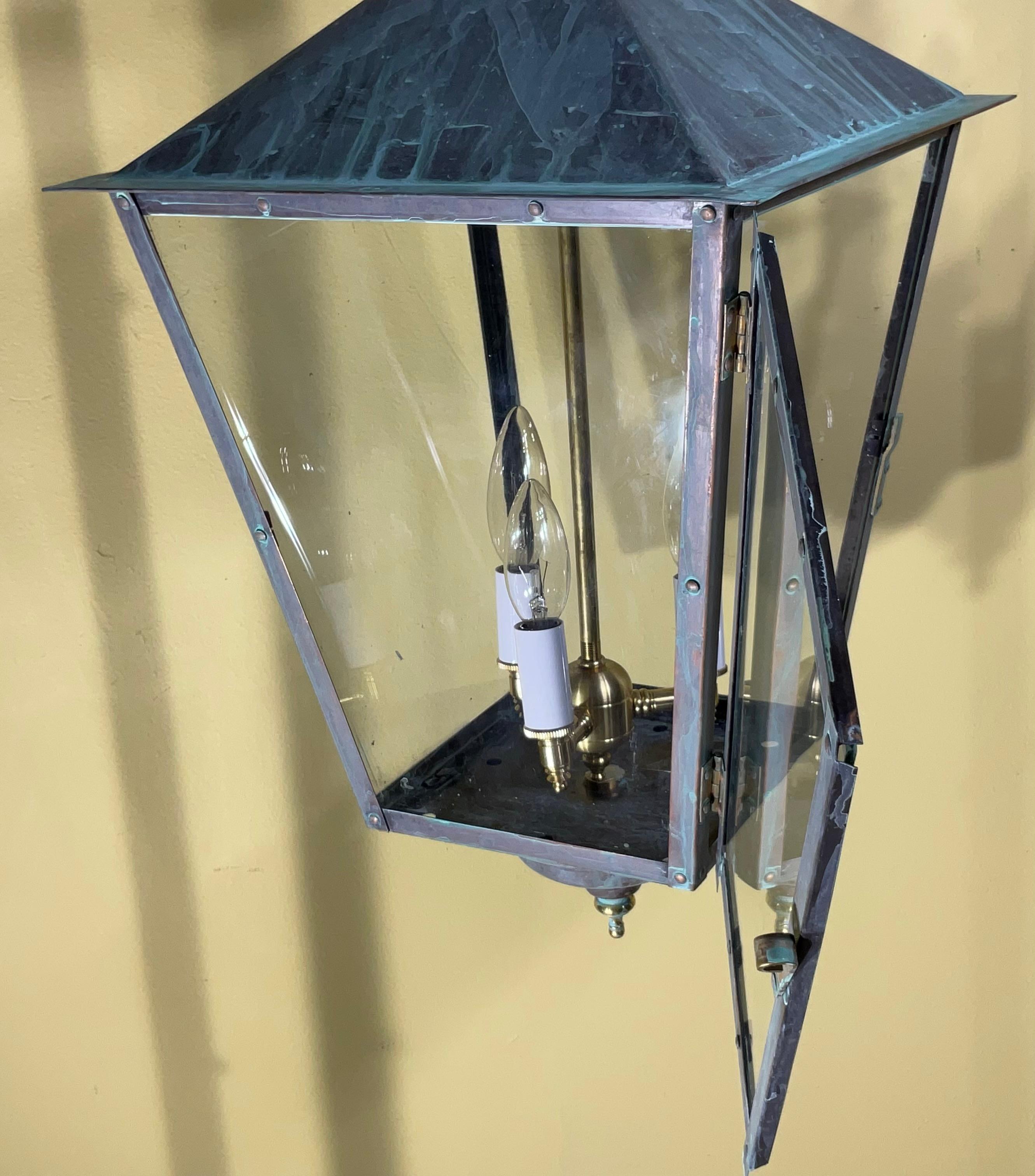 Classic Solid Copper & Brass Hanging Pendant / Lantern Light For Sale 1