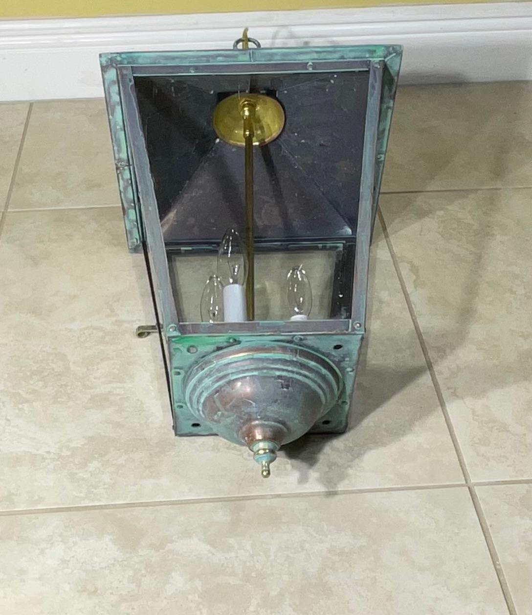 Classic Solid Copper & Brass Hanging Pendant / Lantern Light For Sale 2