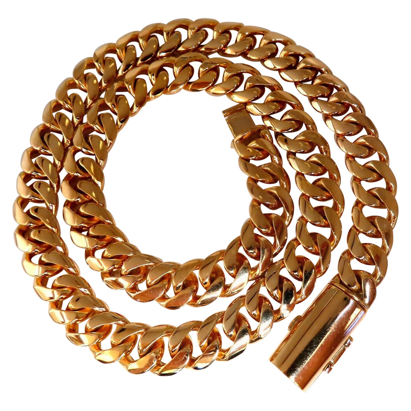 Klassische klassische massive kubanische Gliederhalskette 14kt 447Grame Secret Snuff