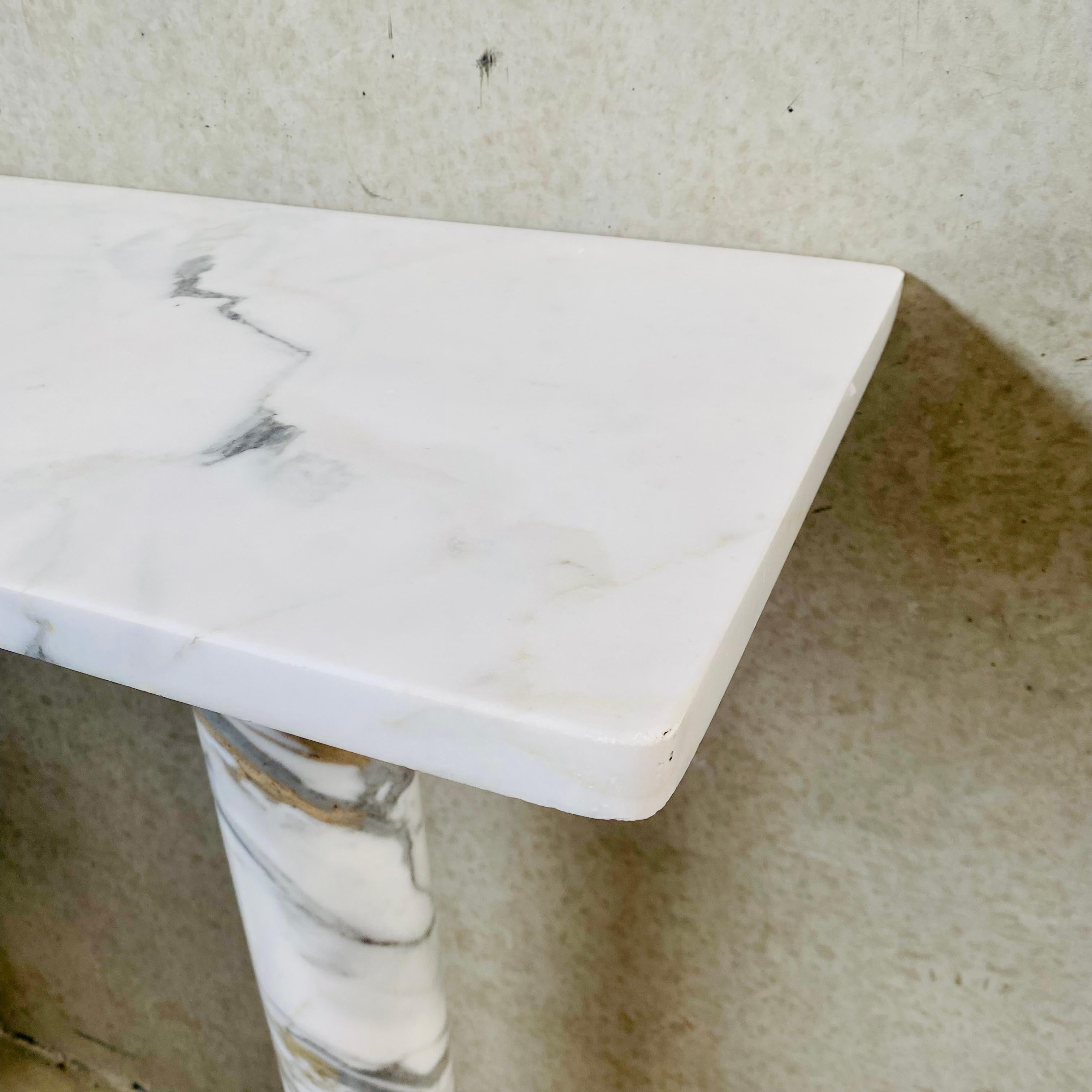 Classic Solid White Marble Console Table Side Table, Italy 1980 For Sale 4