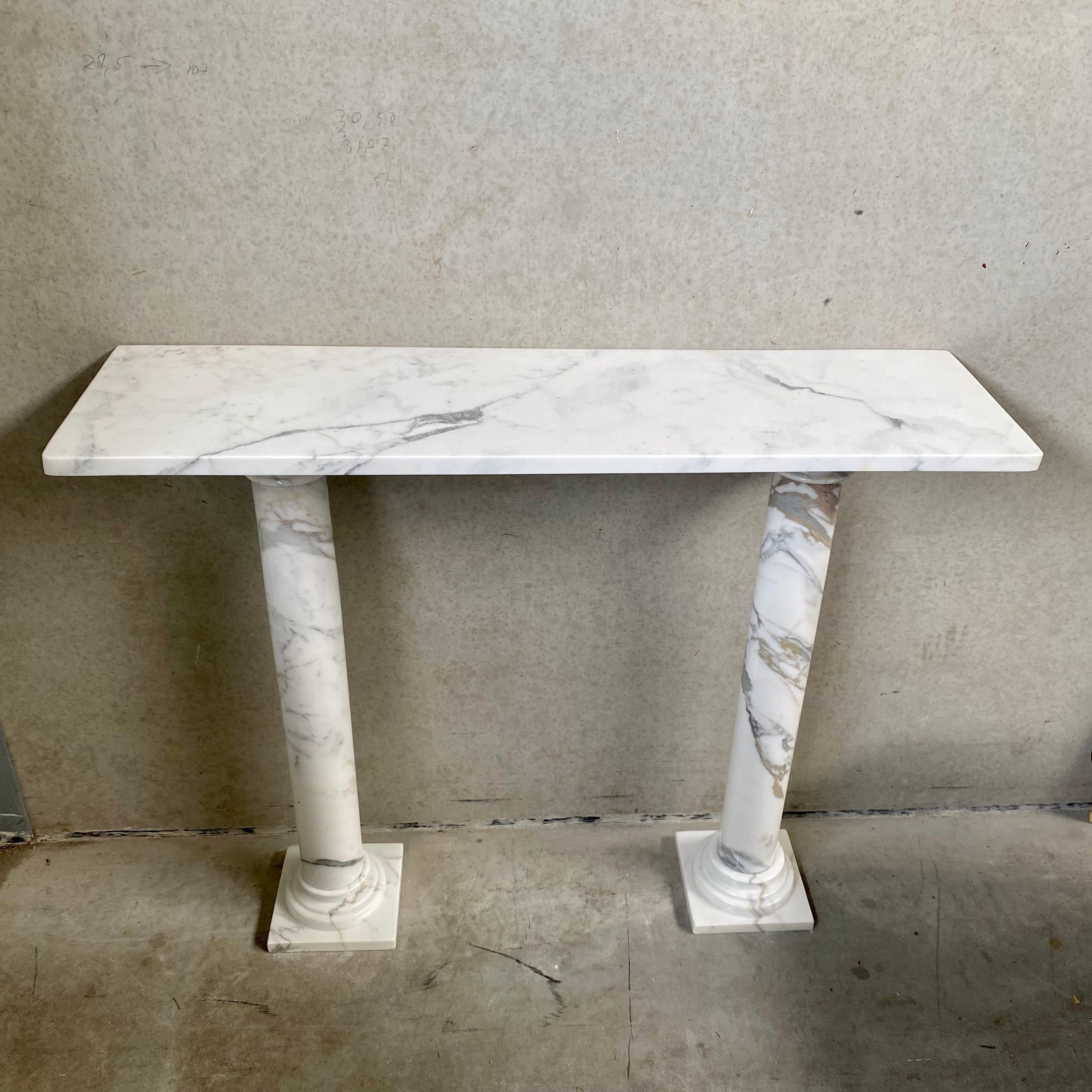 Classic Solid White Marble Console Table Side Table, Italy 1980 For Sale 13