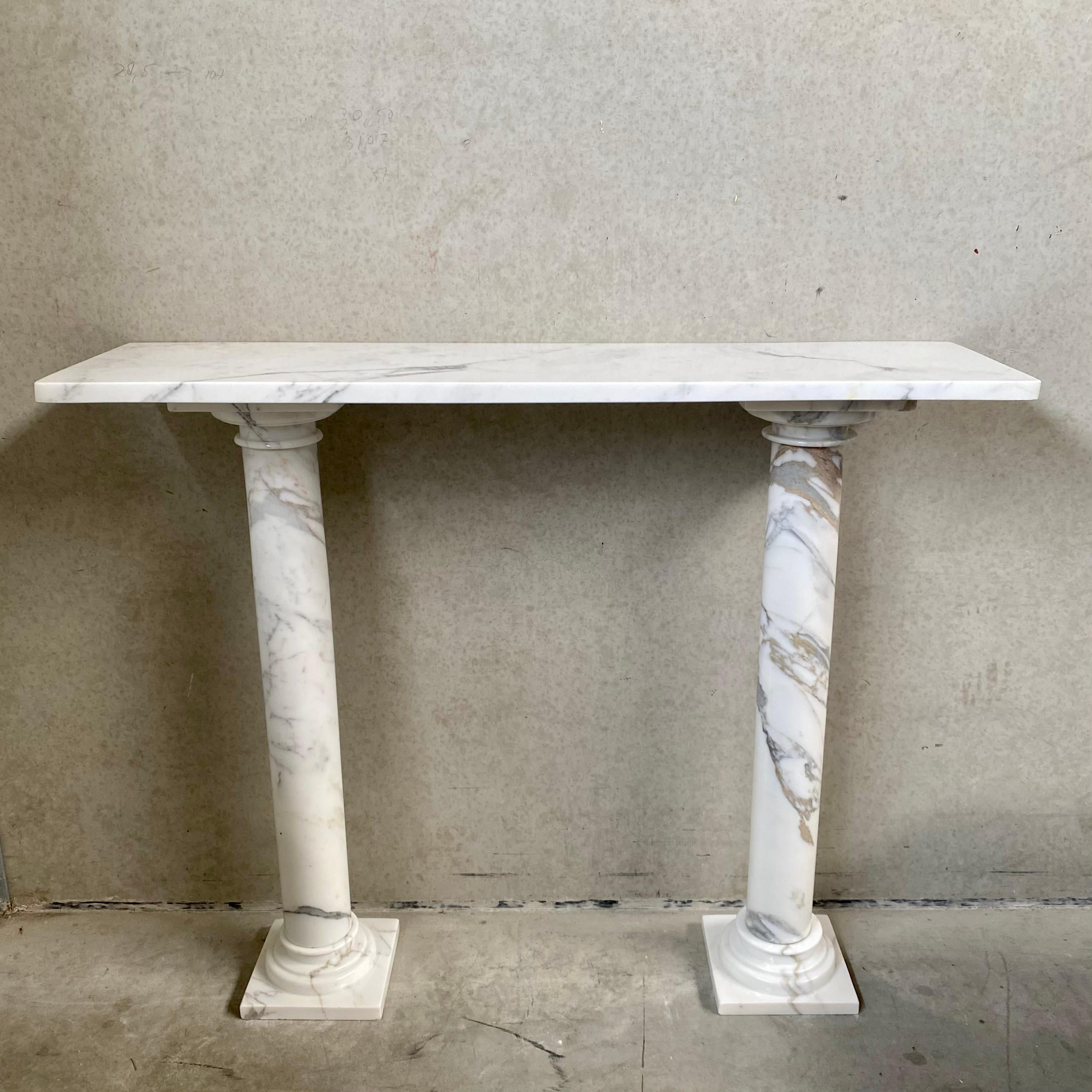 Classic Solid White Marble Console Table Side Table, Italy 1980 For Sale 14