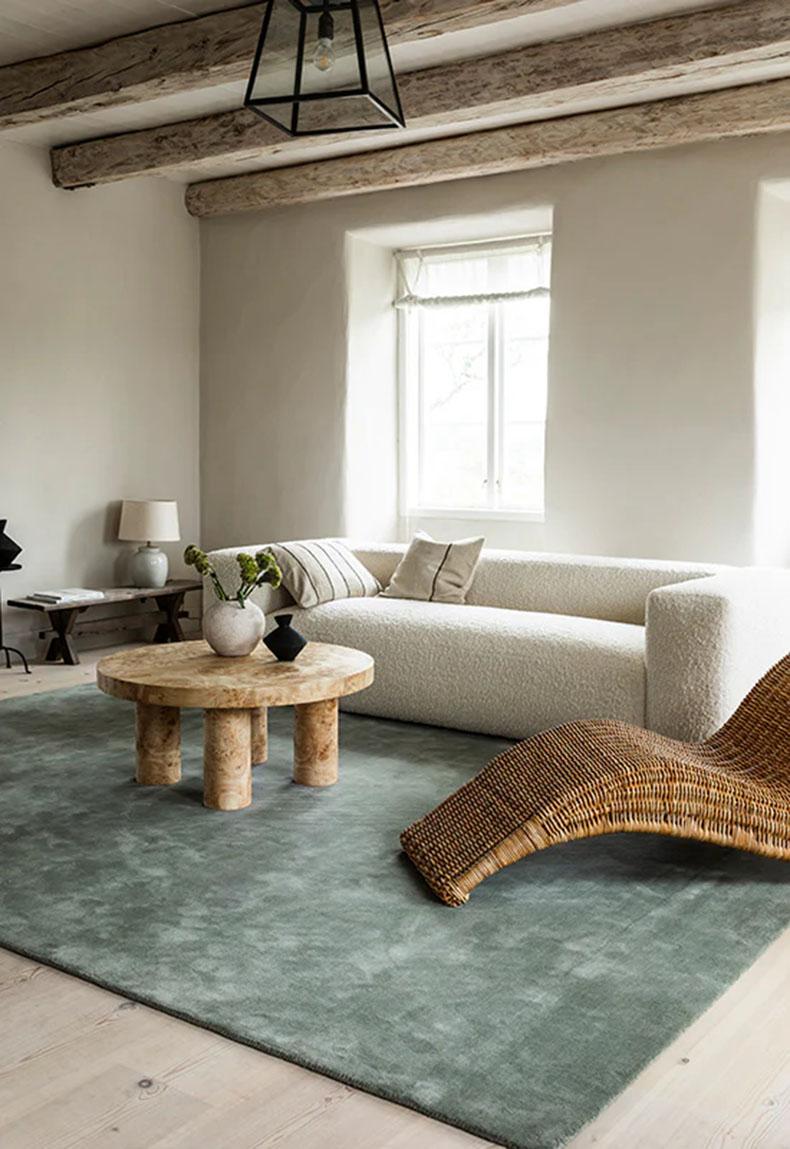 Moderno Tappeto Classico in Lana Solida Sage in vendita