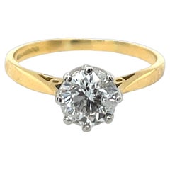Anillo de Compromiso Clásico Solitario de Diamantes de 0,90 ct en Oro Amarillo y Blanco de 18 ct