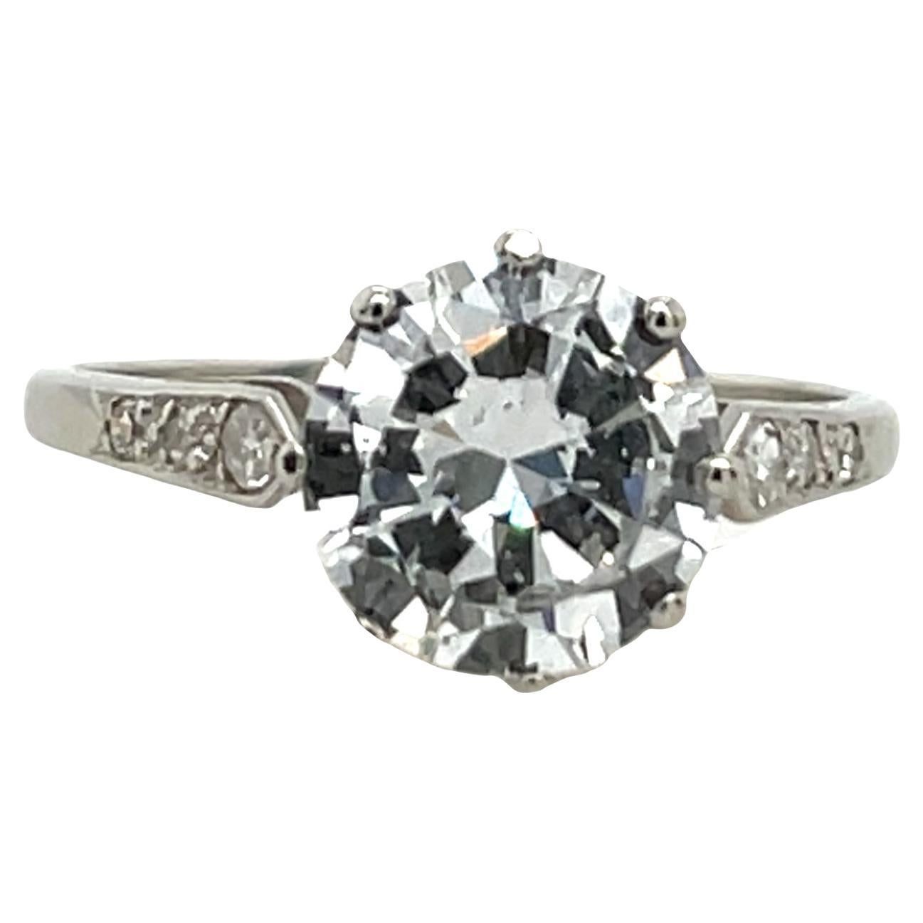 Bague de fiançailles solitaire classique en platine avec 1,98 ct de diamant D/SI2