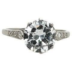 Bague de fiançailles solitaire classique en platine avec 1,98 ct de diamant D/SI2
