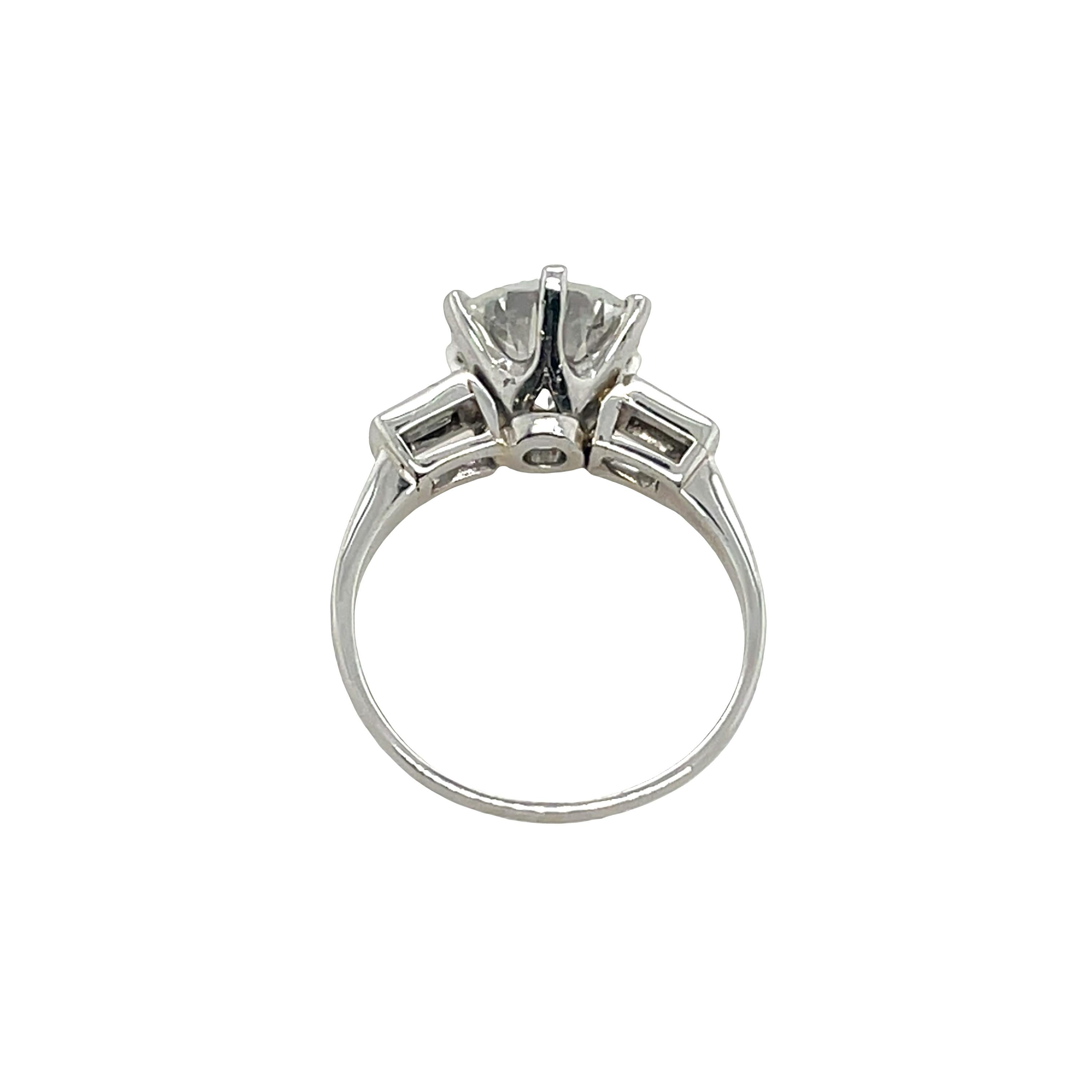 Women's Classic Solitaire 2.32ct H/SI2 Diamond Engagement Ring in Platinum For Sale