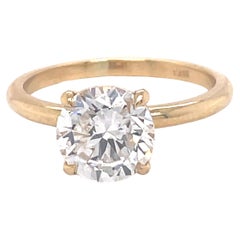 Classic Solitaire Engagement Ring, 1.85ct diamonds ring, 18K Gold, AIG certified