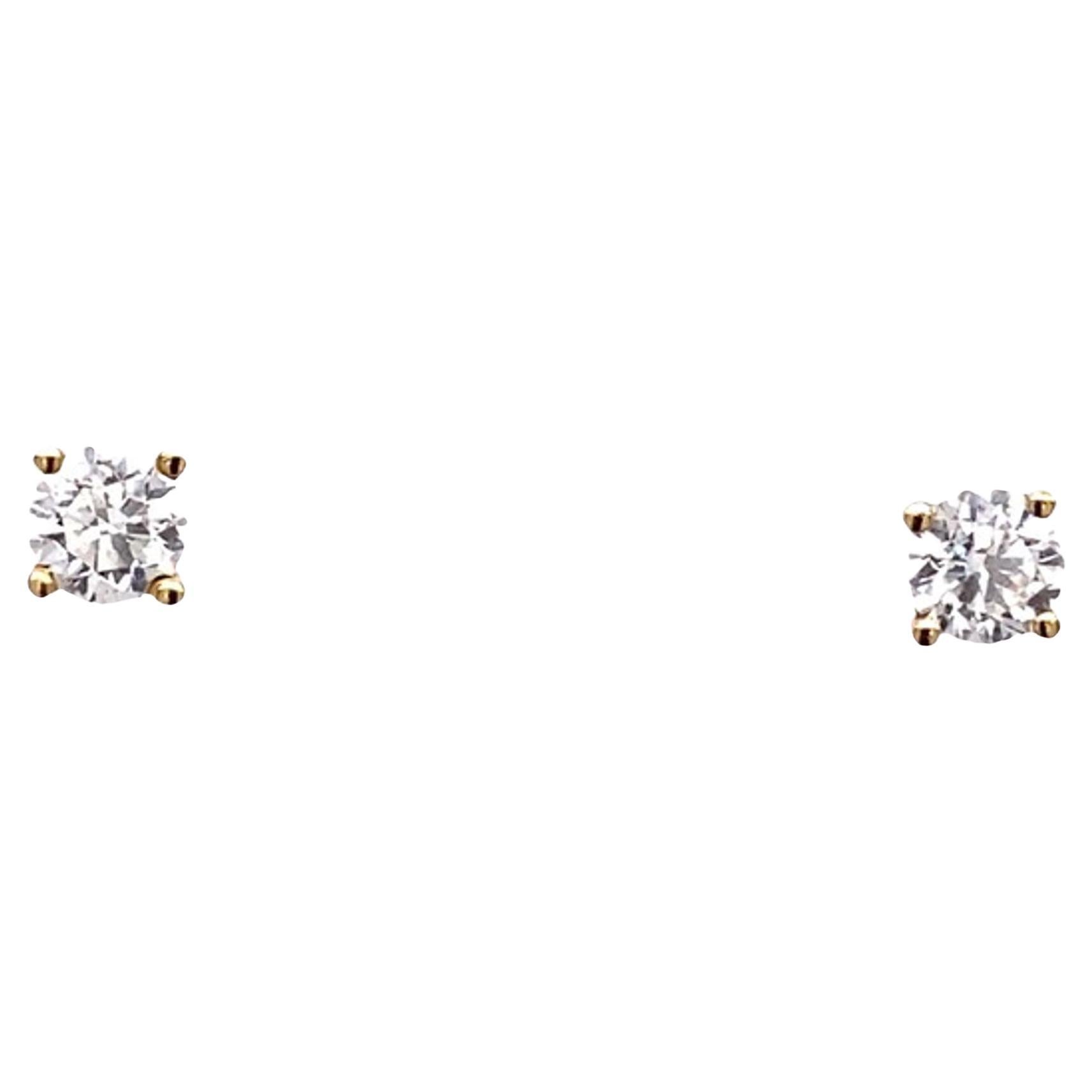 Classic Solitaire Natural Diamond Stud Earrings Set with 0.81ct Diamonds