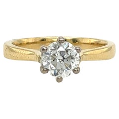Classic Solitaire Round Diamond Engagement Ring 0.90ct I/SI2 Set In 18ct Gold