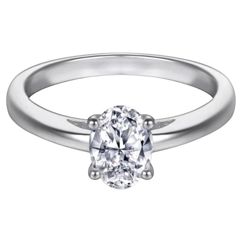 Classic Solitare Ring 925 Sterling Silver Oval Cut Moissanite Engagement Ring .