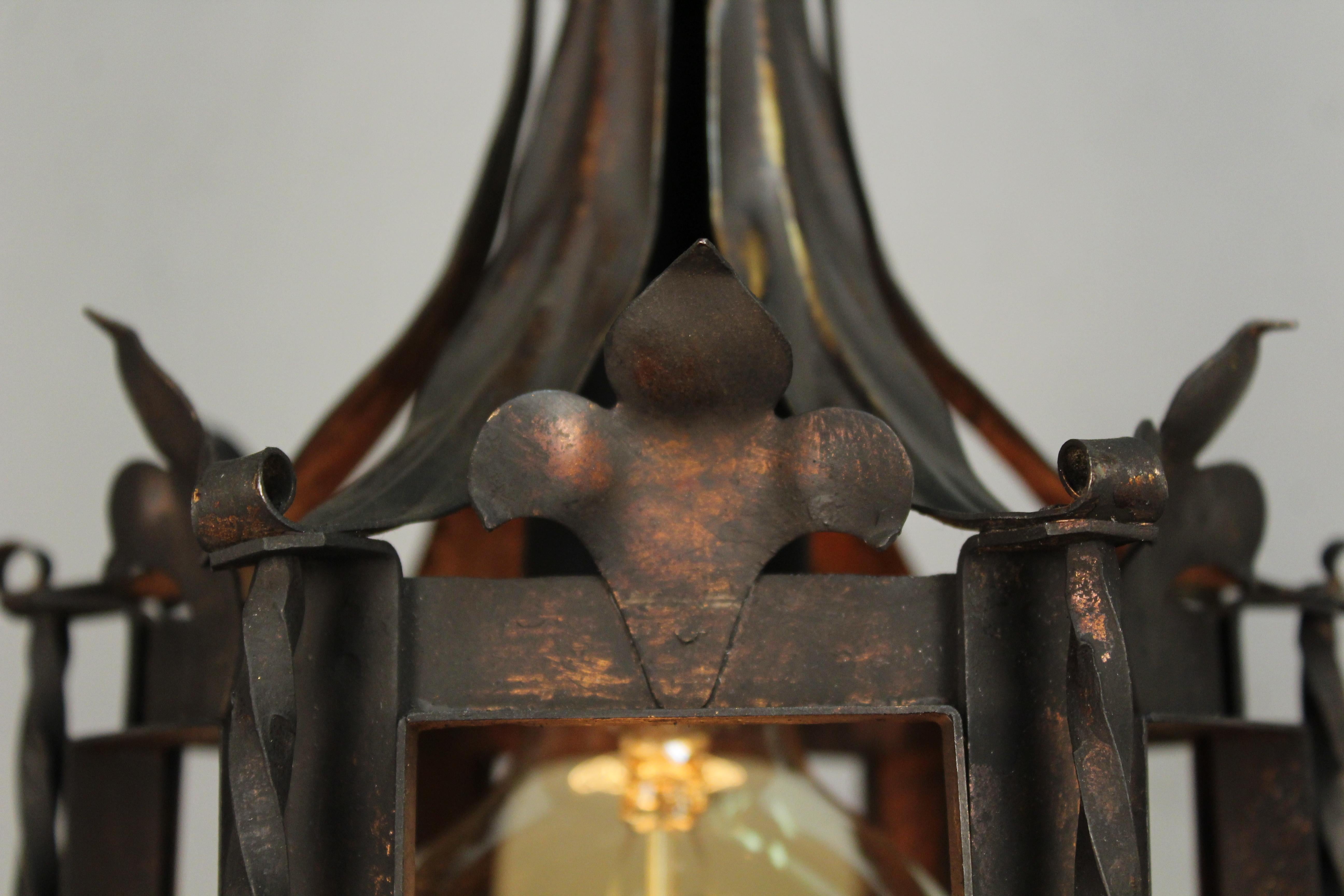 Early 20th Century Classic Spanish Revival Iron 1920s Pendant Chandelier