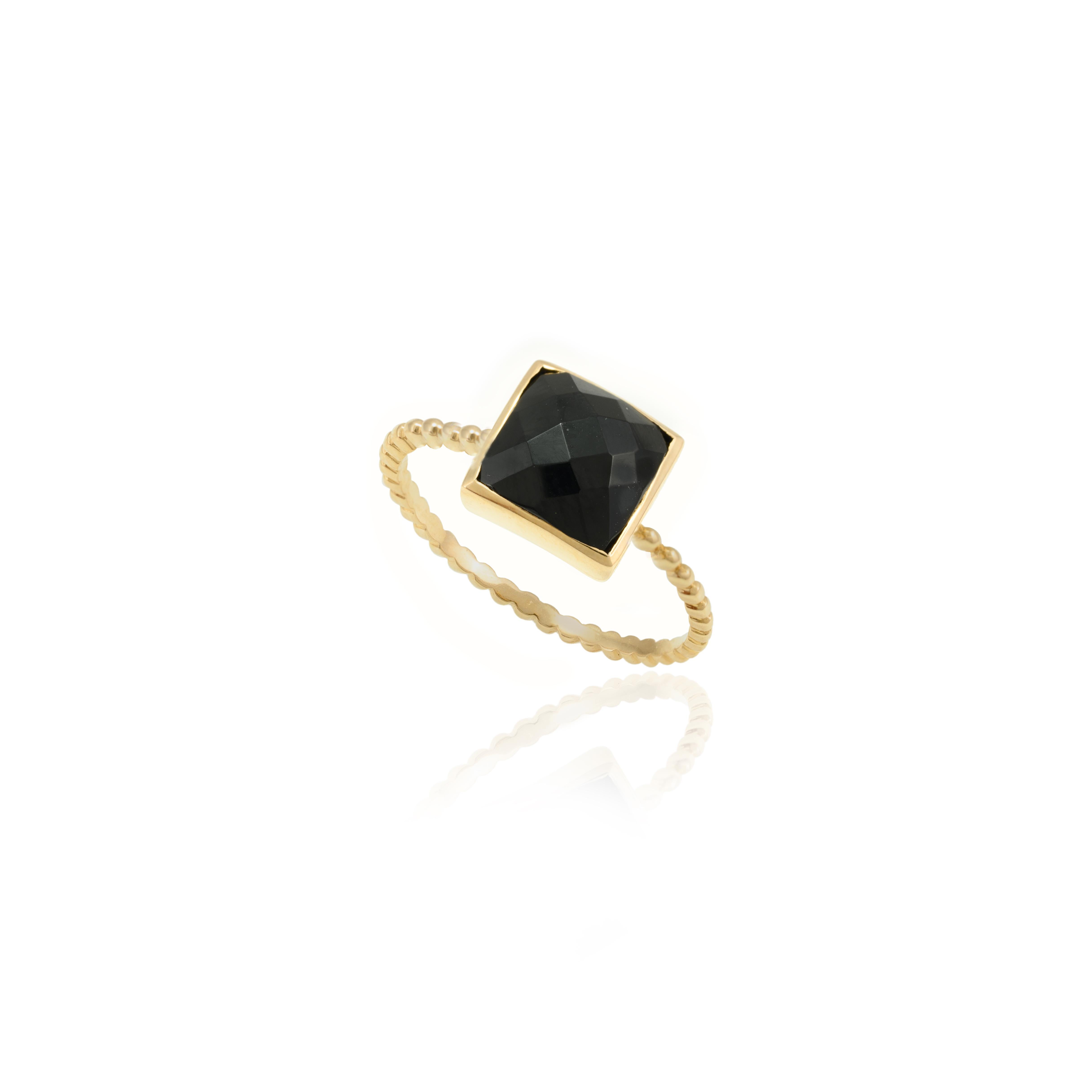 For Sale:  2.44 CTW Black Onyx Single Stone Ring in 14k Solid Yellow Gold 3