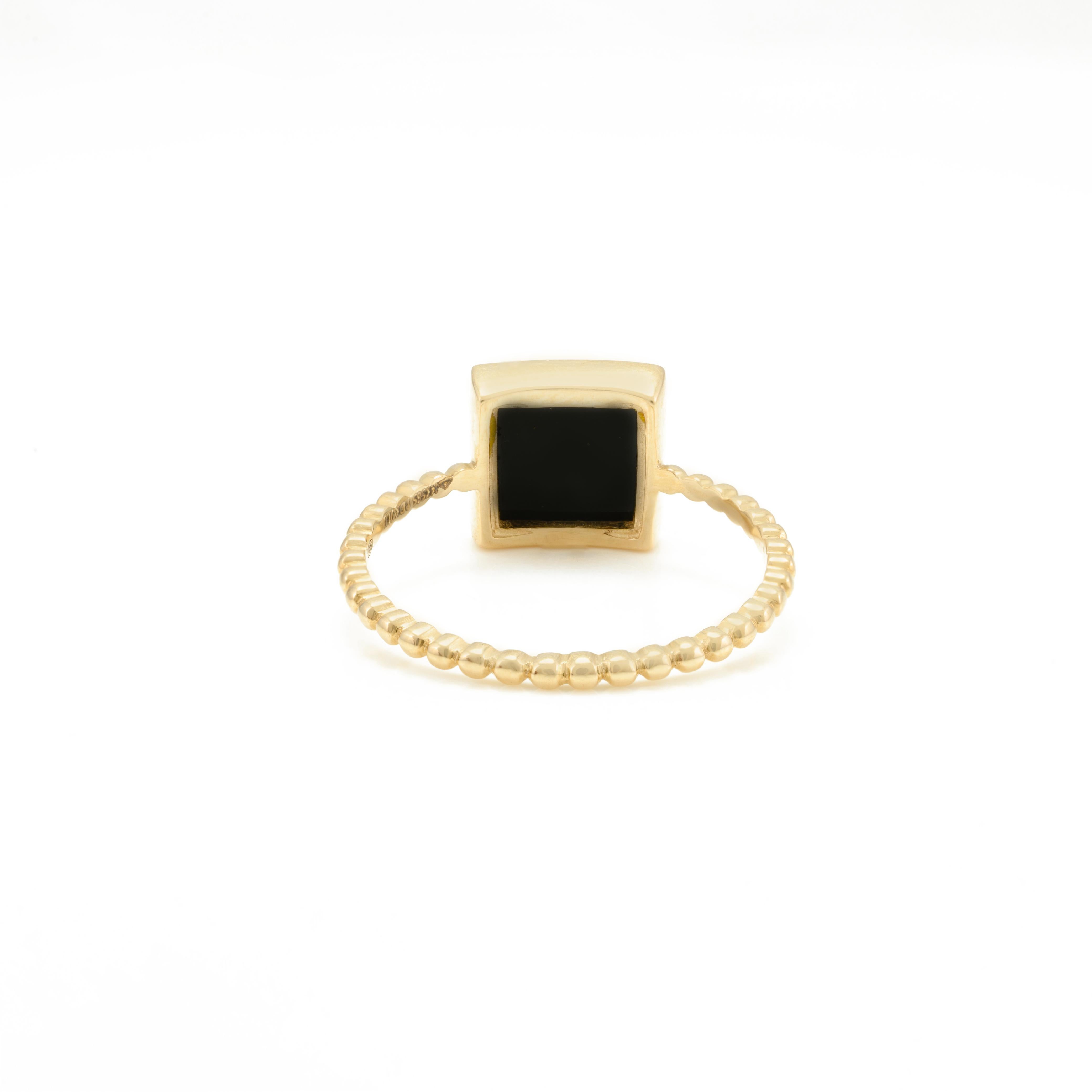 For Sale:  2.44 CTW Black Onyx Single Stone Ring in 14k Solid Yellow Gold 4