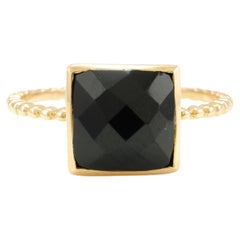 2,44 CTW Schwarzer Onyx Single Stone Ring aus massivem 14k Gelbgold