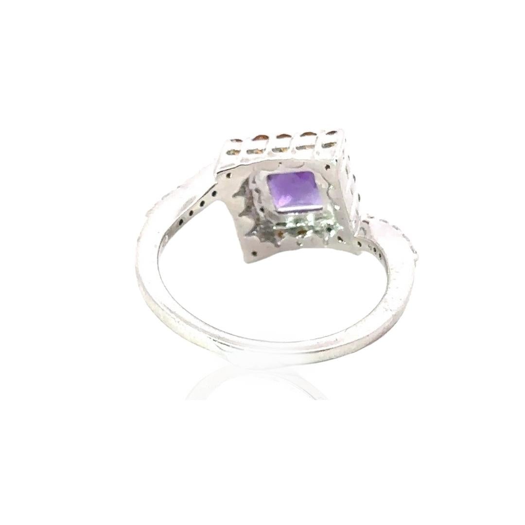 For Sale:  Classic Square Cut Amethyst and Citrine Stone Ring for Women in Sterling Silver 7