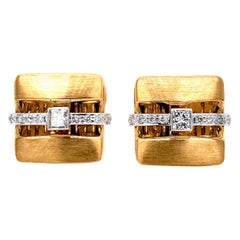 Classic Square Cut Diamond Cufflinks by Dilys’ in 18 Karat Yellow Gold