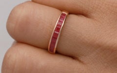 Classic Square-Cut Ruby 10k Rose Gold Band Ring