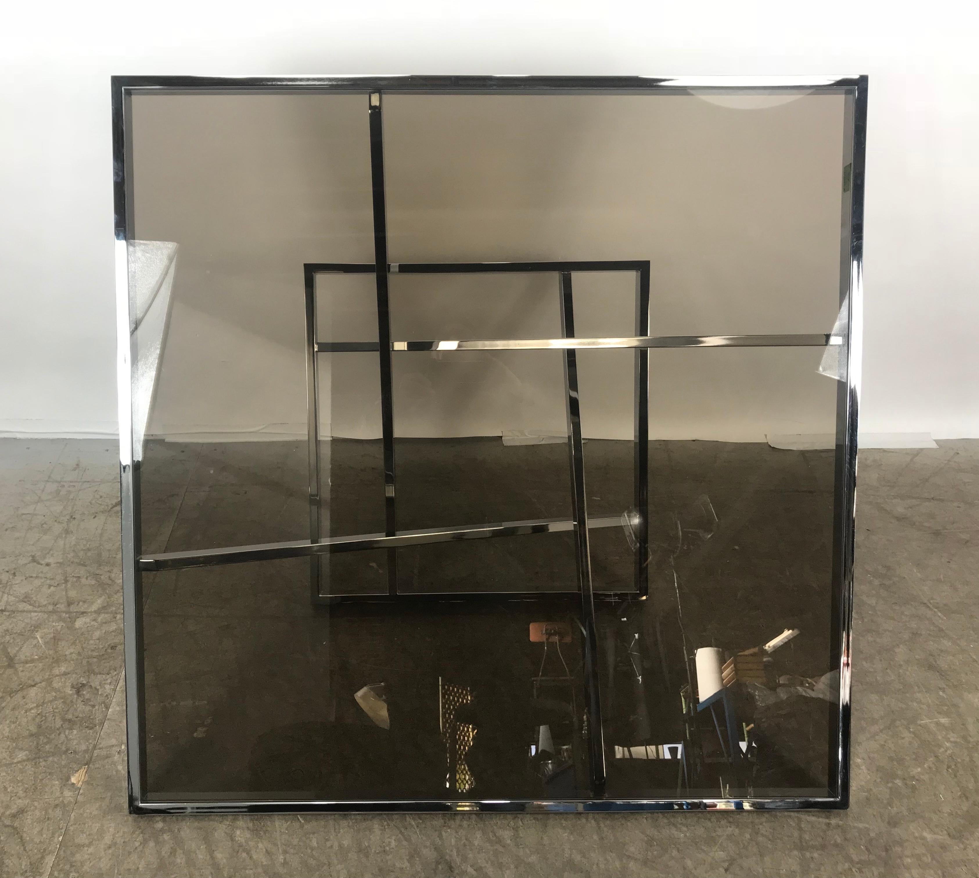 Classic Stacked Chrome and Glass Cocktail Table by Design Institute of America For Sale 2