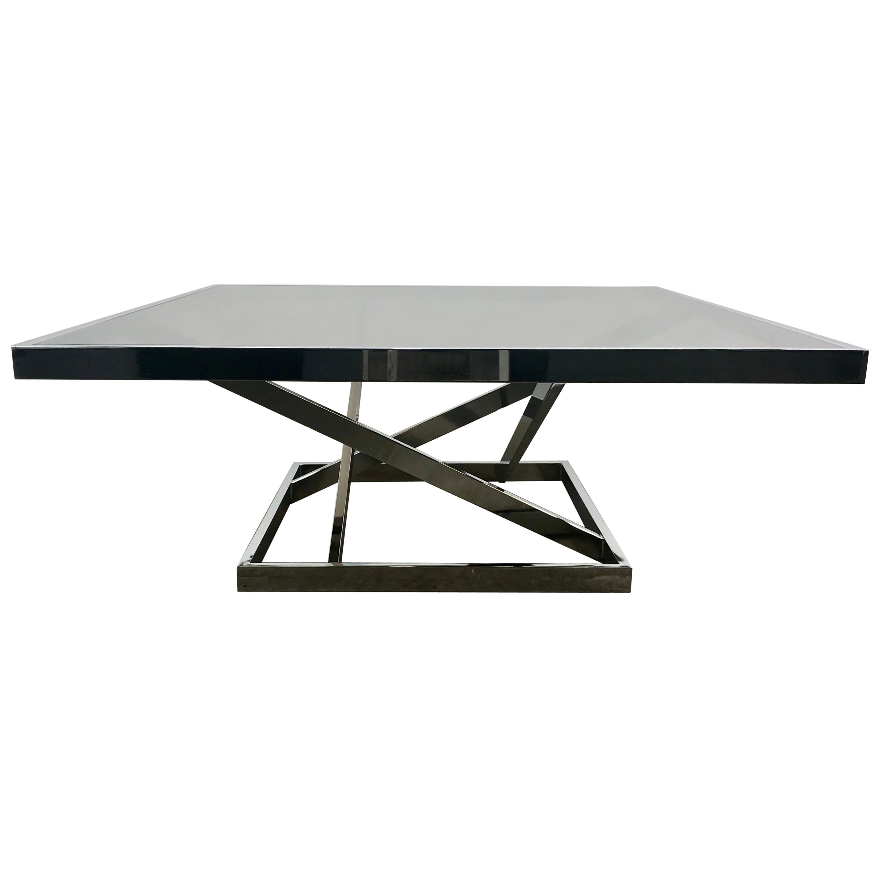 Classic Stacked Chrome and Glass Cocktail Table by Design Institute of America For Sale