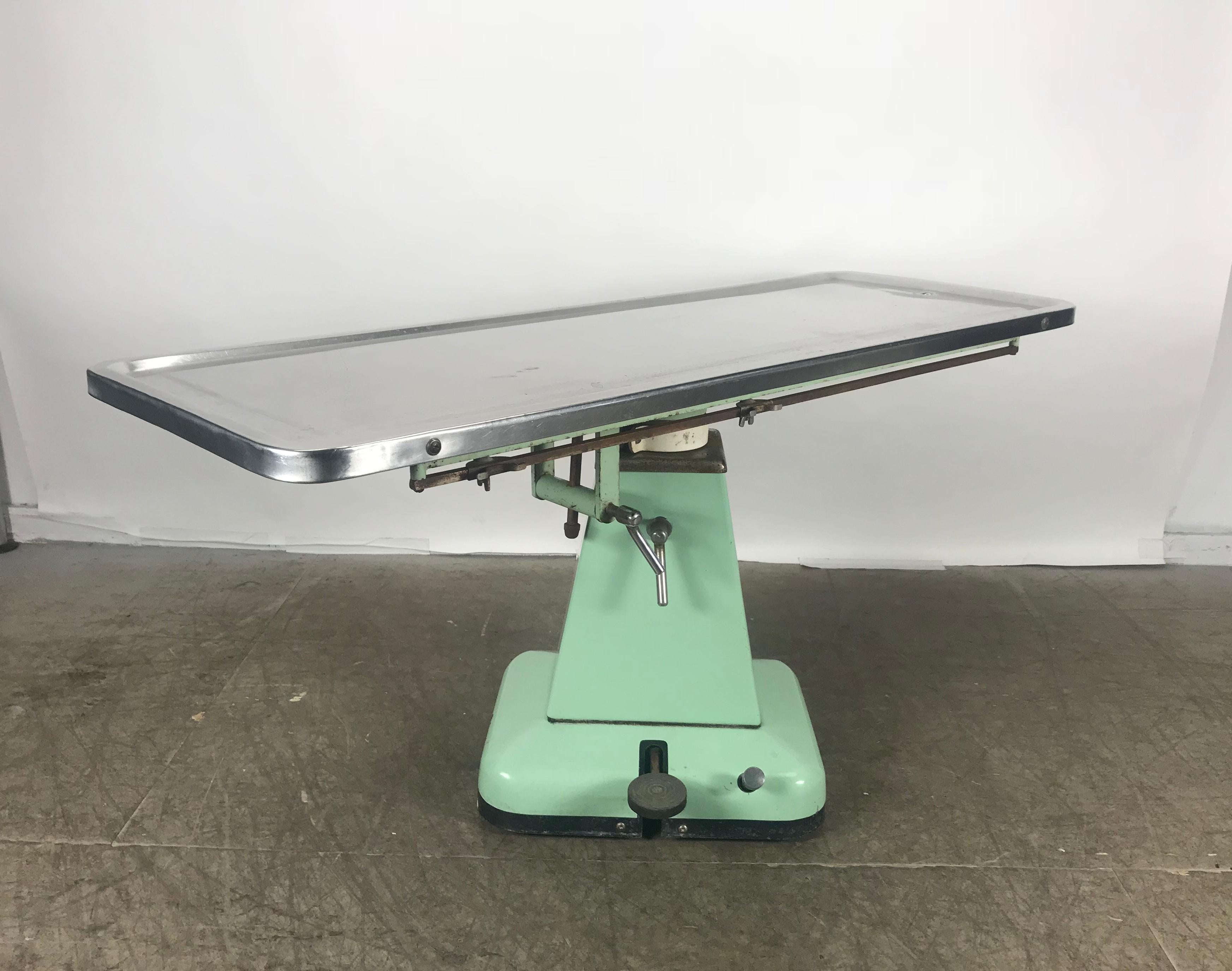 American Classic Stainless and Enameled Steel Industrial Hydrualic Base Lift Table