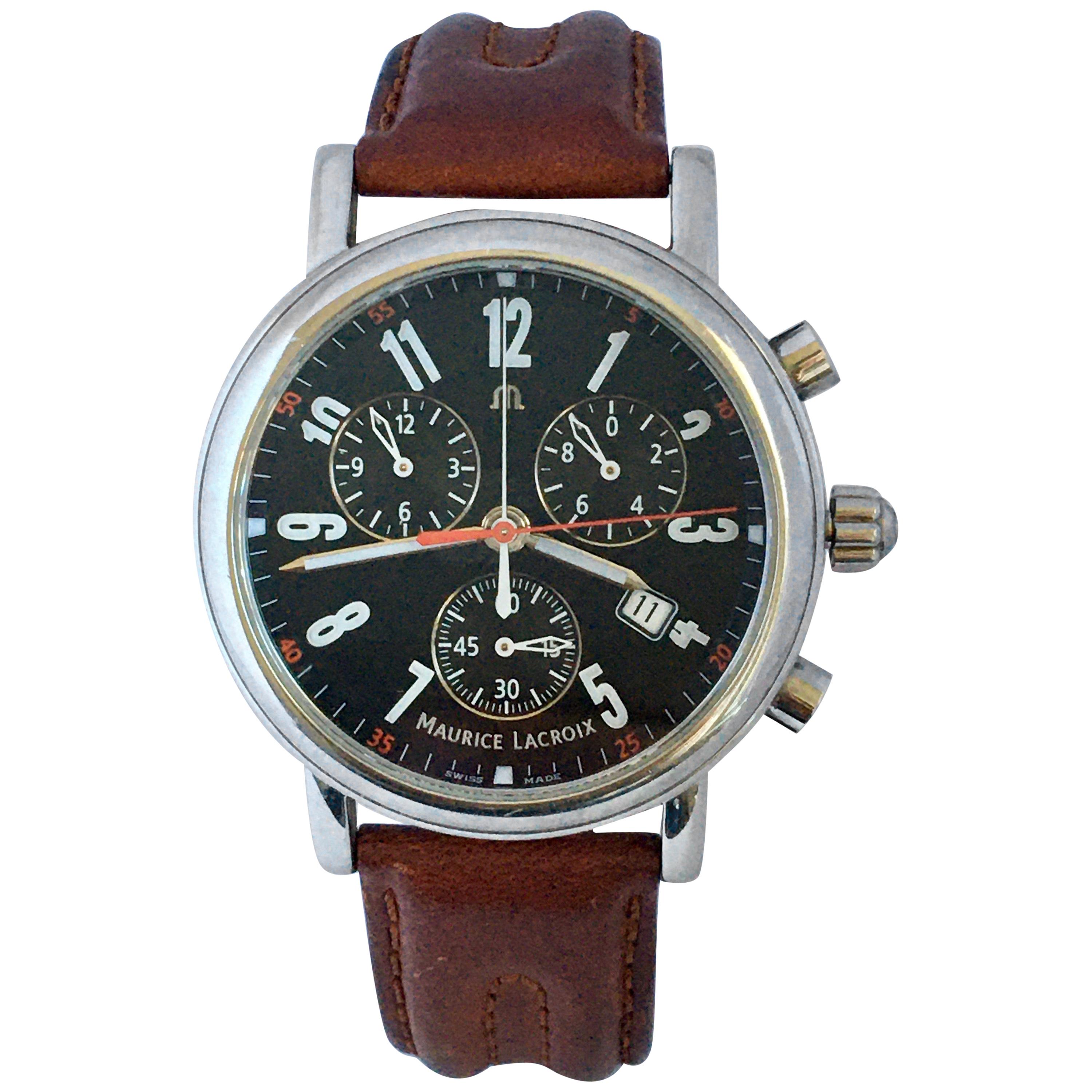 Classic Stainless Steel Maurice Lacroix LC1038 Chronograph Watch