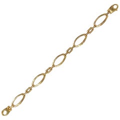 Vintage Classic Stamped Italian 14-Karat Horse Bit Chain Link Bracelet with Claw Clasp