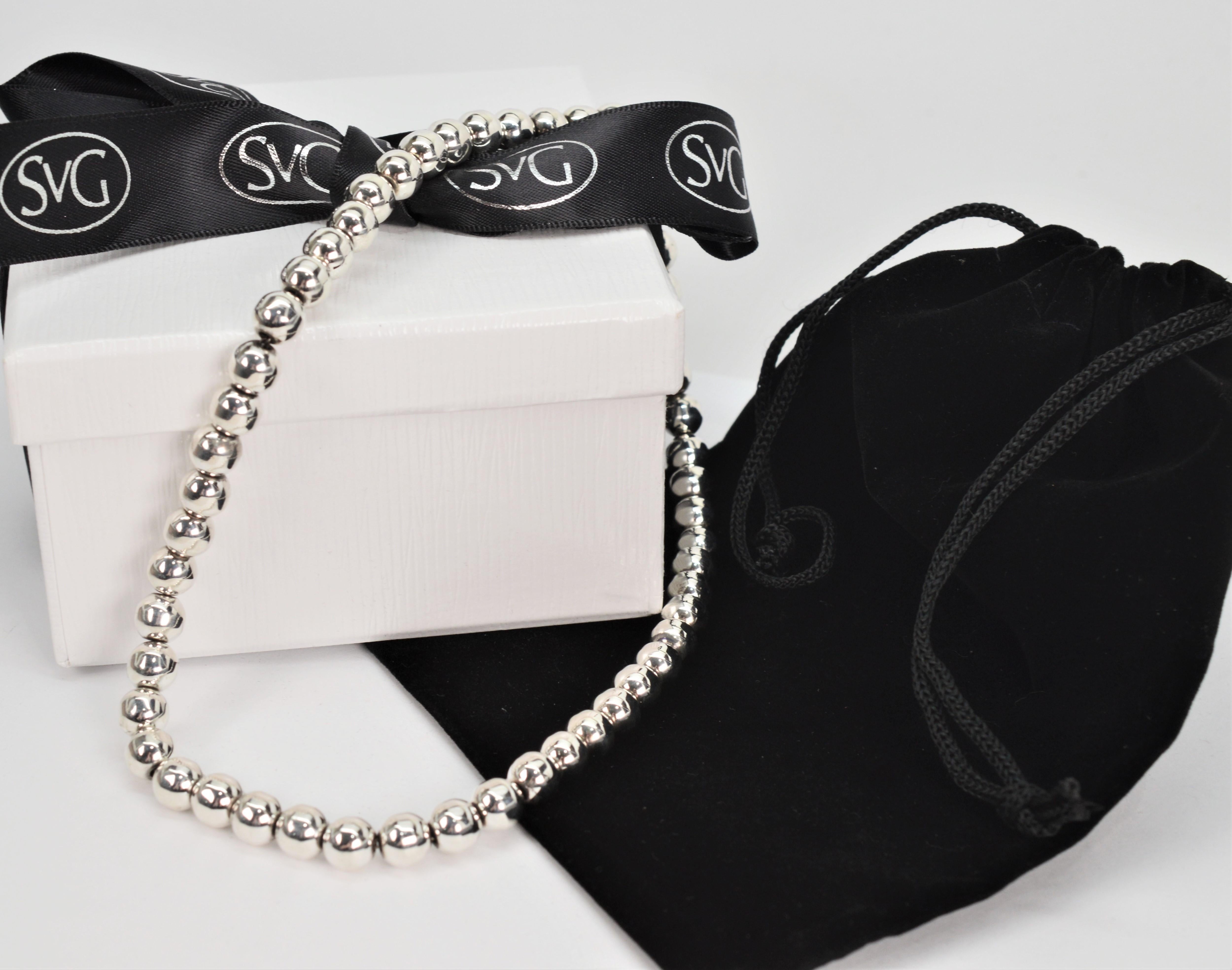 Collier classique de perles en argent sterling avec fermoir en forme de boîte en vente 3