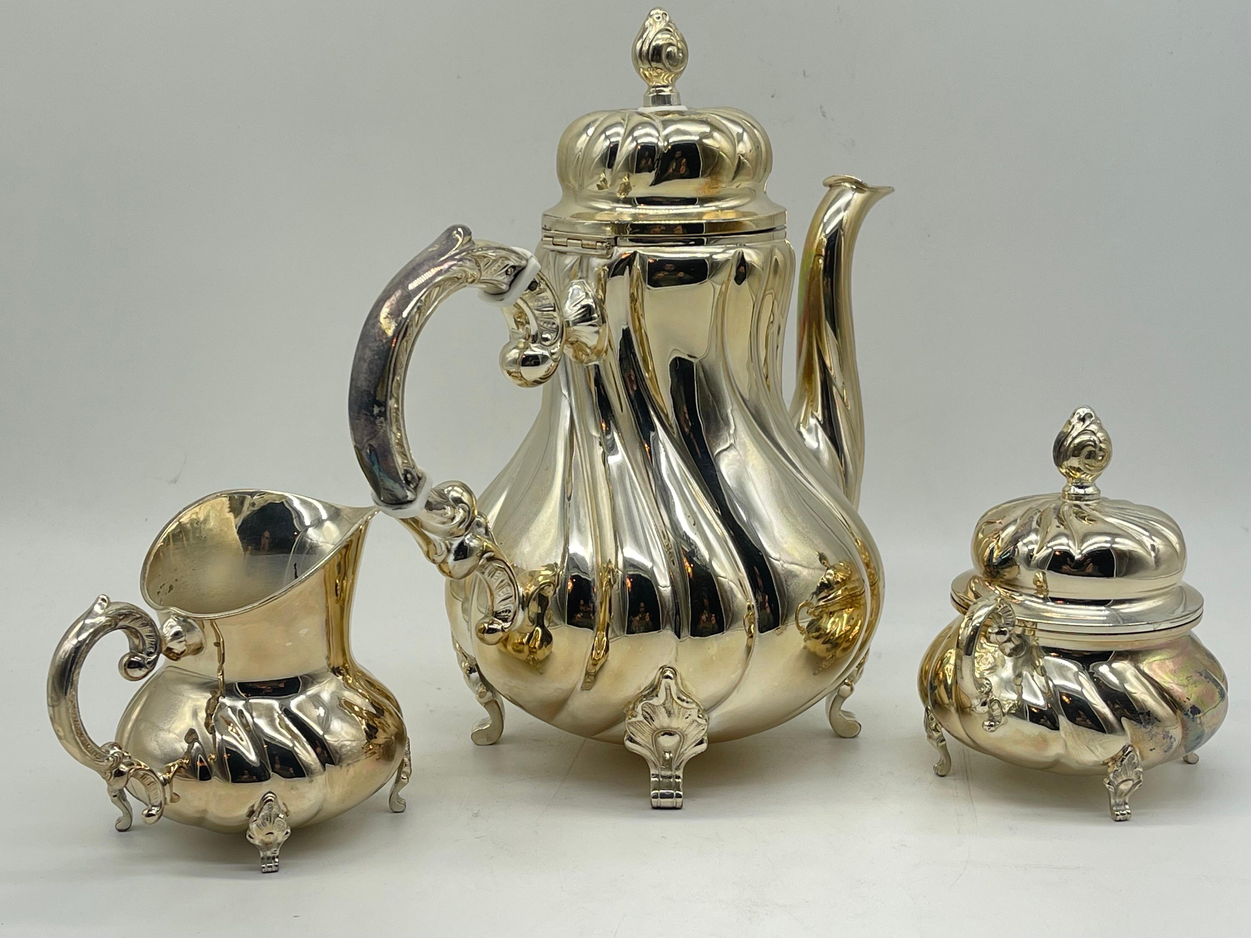 Classic Sterling Silver Coffee Centerpiece 925er Germany 3 pieces handmade  For Sale 1
