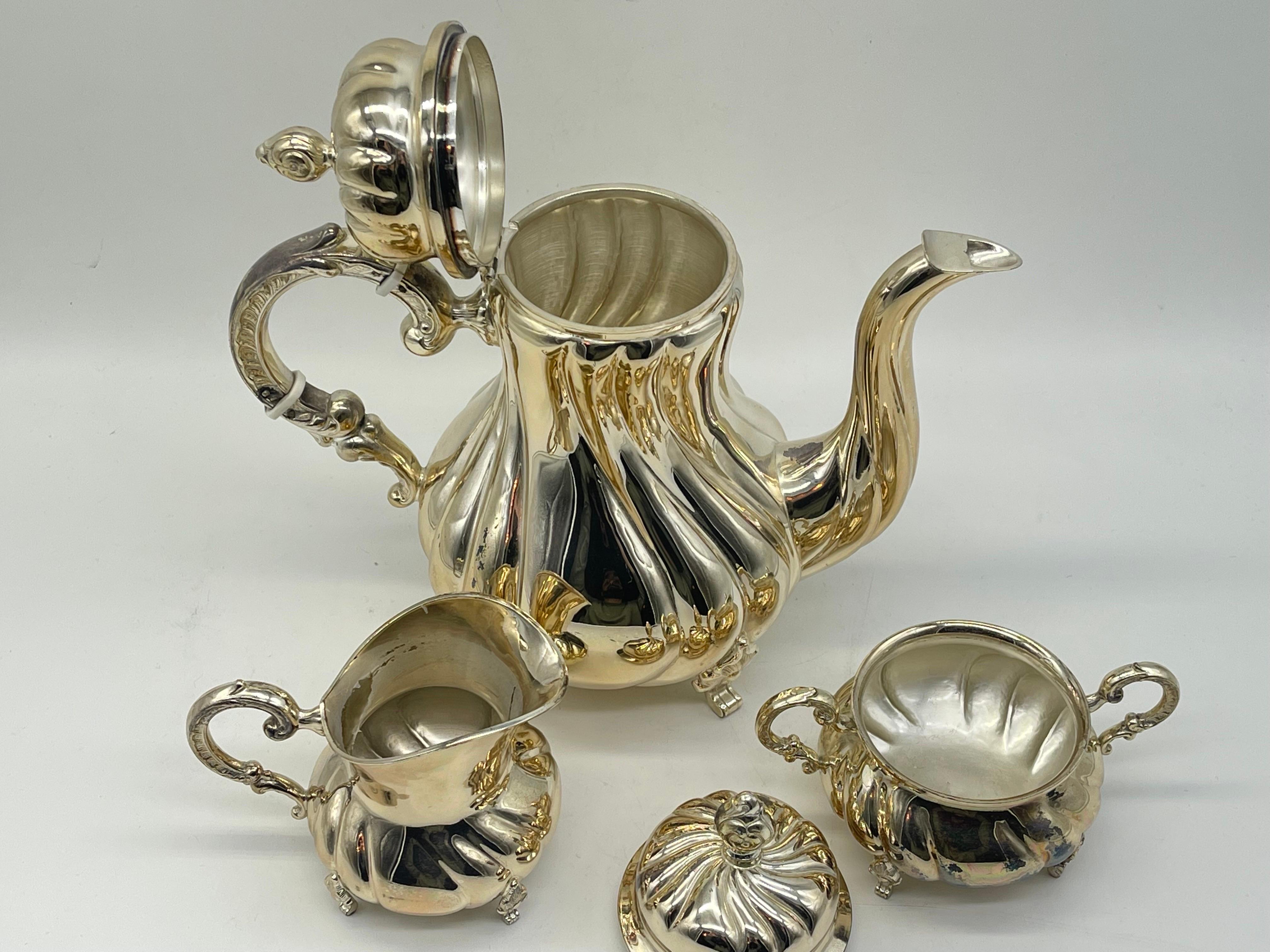 Classic Sterling Silver Coffee Centerpiece 925er Germany 3 pieces handmade  For Sale 3
