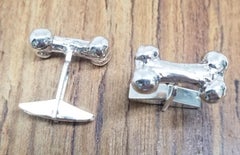 Classic Sterling Silver Pair Solid "Dog Bone" of Cuff Links