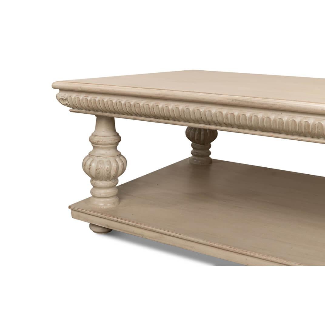 Contemporary Classic Stone Gray Coffee Table For Sale