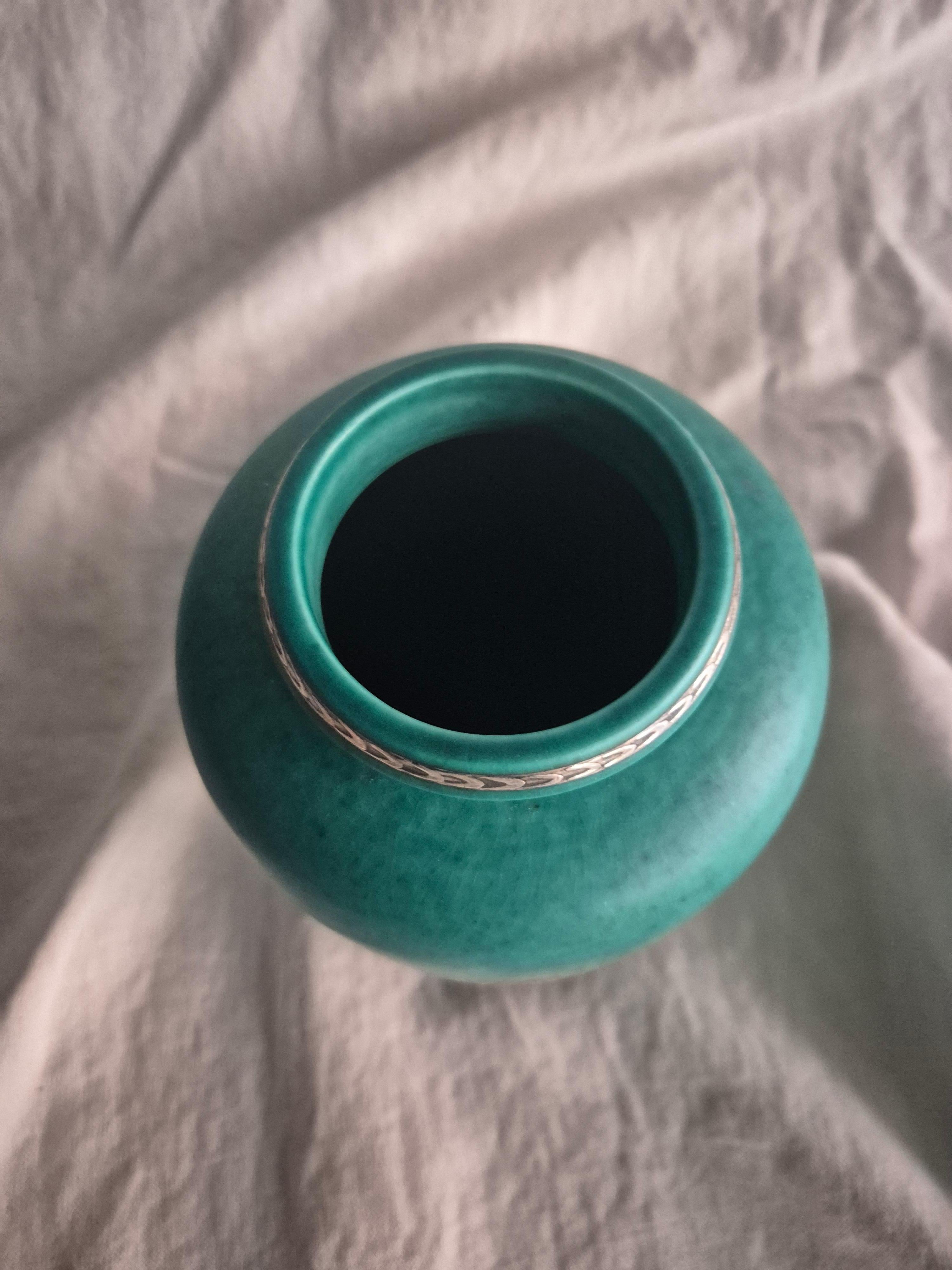 Mid-20th Century Classic stoneware vase ‘Argenta’ series, Gustavsberg, Swedish Modern 1938 For Sale