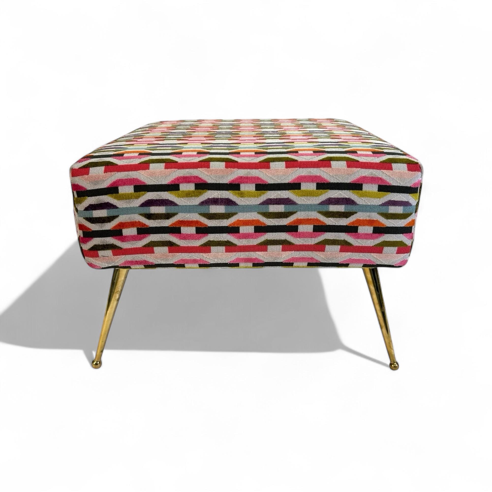 XXIe siècle et contemporain Paire de tabourets Classic en tissu texturé 