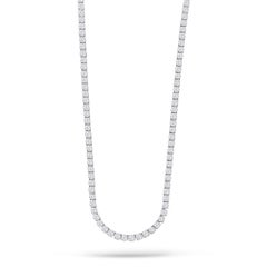 Classic Straight-Line Diamond Tennis Necklace in 14K White Gold, 10.25 Carats