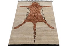Rug & Kilim's Classic Style Contemporary Tiger Rug in Beige-Brown, Orange