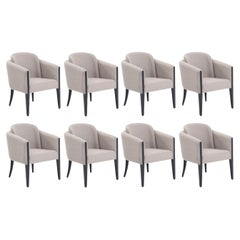 Classic Style Dining Chairs In Performance Greige Fabric 