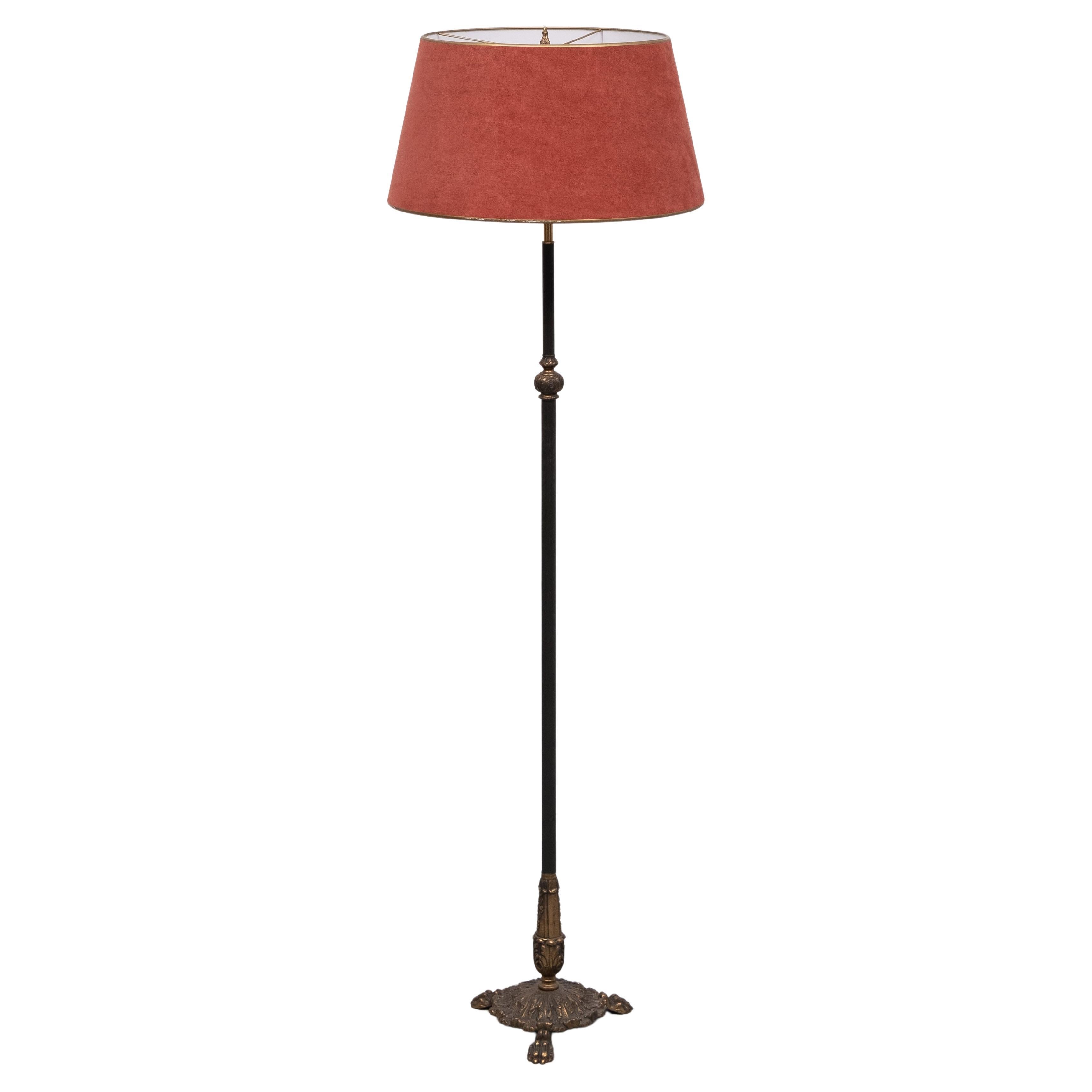 Classic style Floor lamp with shade 1970s France  For Sale