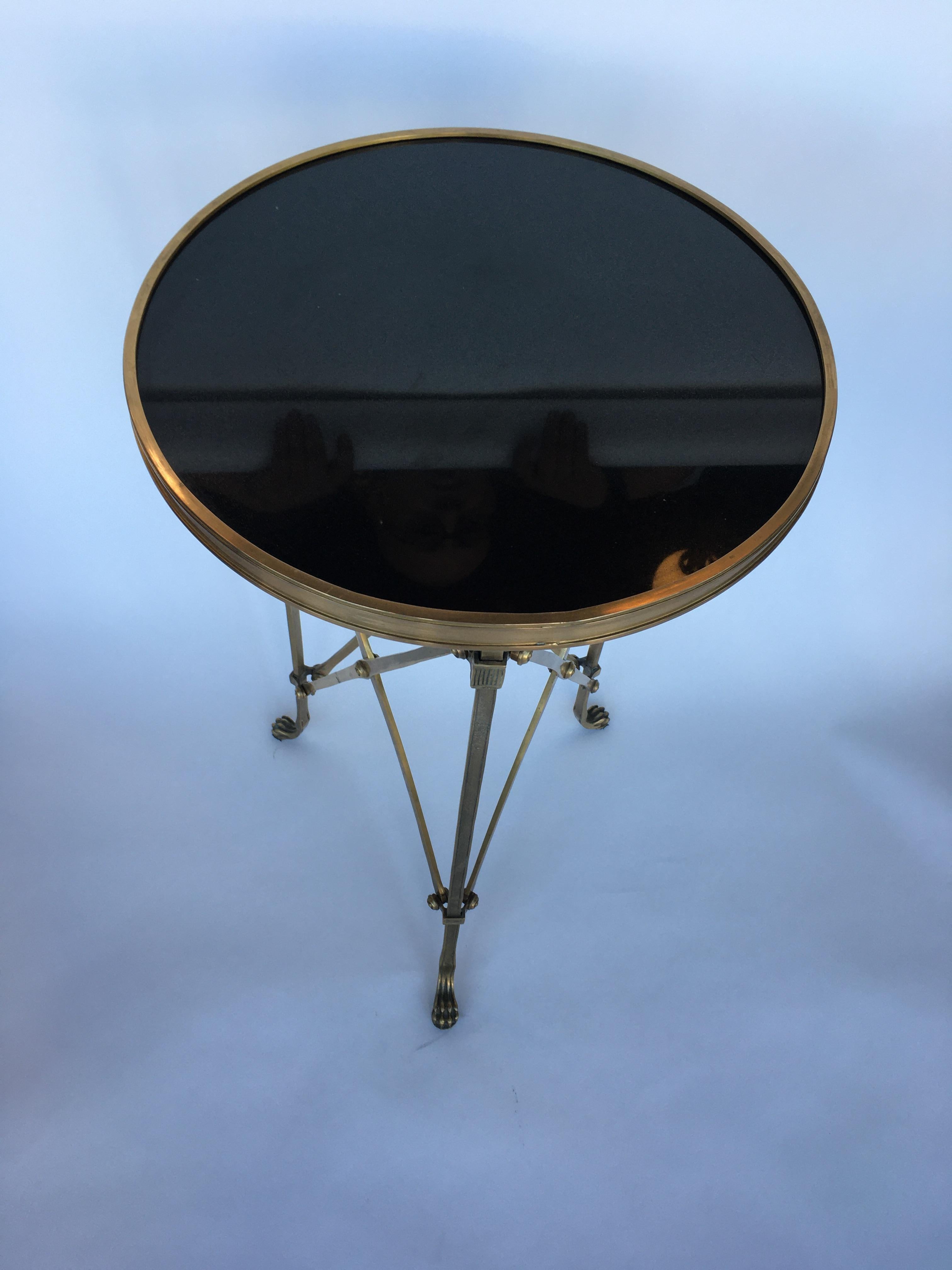 Classic style Gueridon side table with marmol top, with bronze, 1960s.
