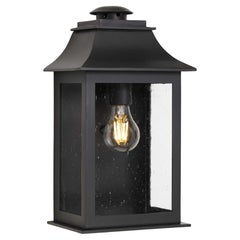 Classic Style Handcrafted Wrought Iron Craftsman Wall Light, Seeded Glass
